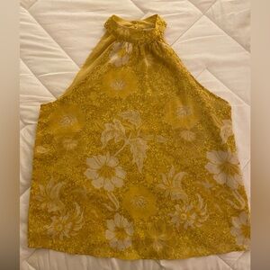 Cupcakes & Cashmere Yellow Floral Sleeveless Top with some Shimmer!